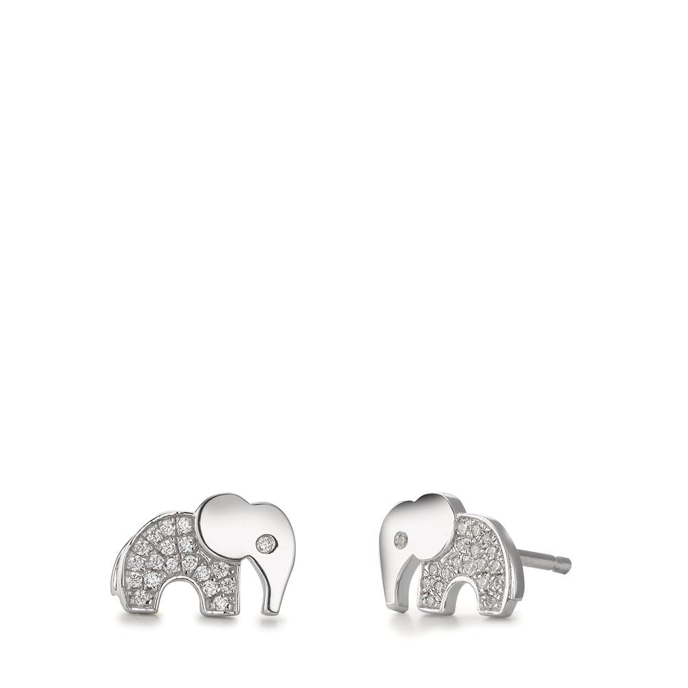 Örhängen med knoppar Silver Zirkoniumoxid rodiumpläterad elefant