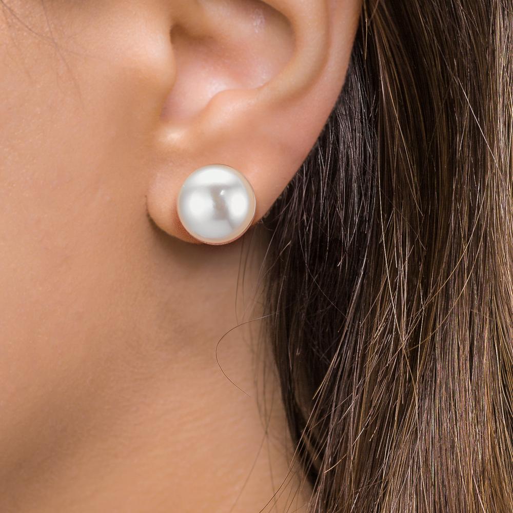 Örhängen med knoppar Silver rodiumpläterad Sötvattensodlad pärla, 2 Pärlor, 11 mm Ø11 mm