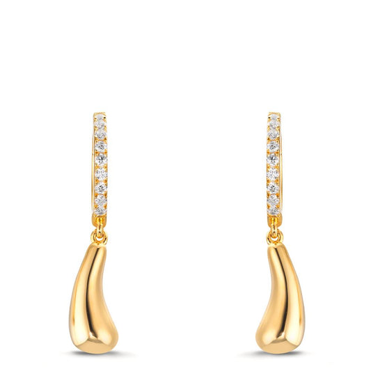 Hopfällbara örhängen Silver Zirkoniumoxid 18 stenar gul guldpläterad