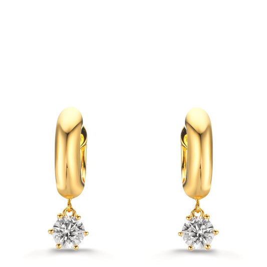 Hopfällbara örhängen Silver Zirkoniumoxid 2 stenar, 5 mm gul guldpläterad