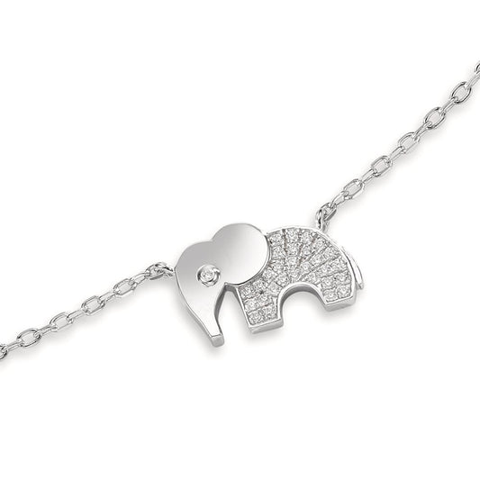 Armband Silver Zirkoniumoxid rodiumpläterad elefant 16-18 cm