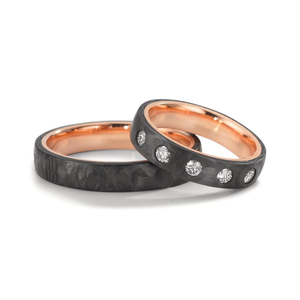 Partnerring Kol, 585/14 K rött guld diamant 0.25 ct, 5 stenar, w-si