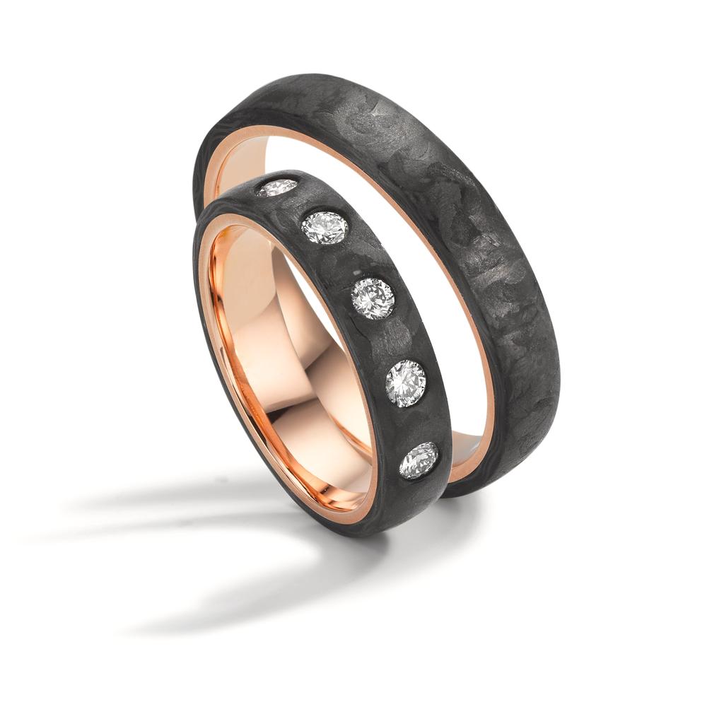 Partnerring Kol, 585/14 K rött guld diamant 0.25 ct, 5 stenar, w-si