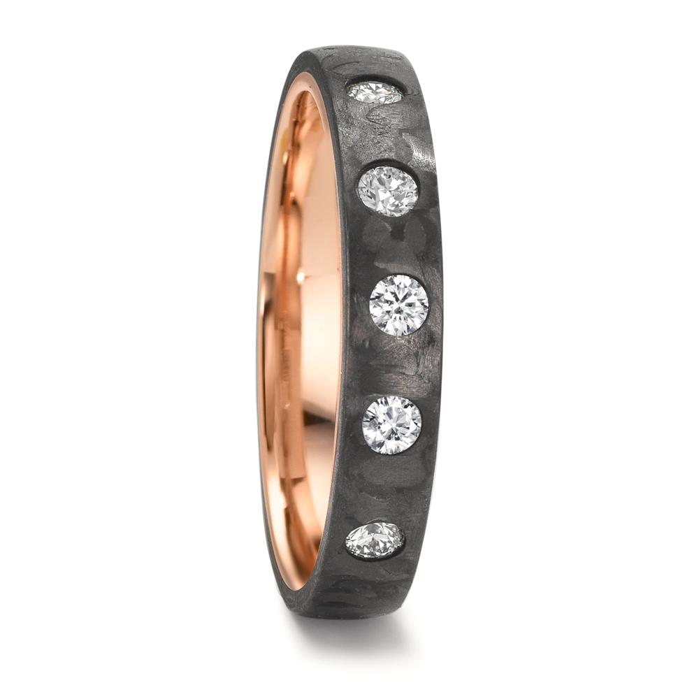 Partnerring Kol, 585/14 K rött guld diamant 0.25 ct, 5 stenar, w-si