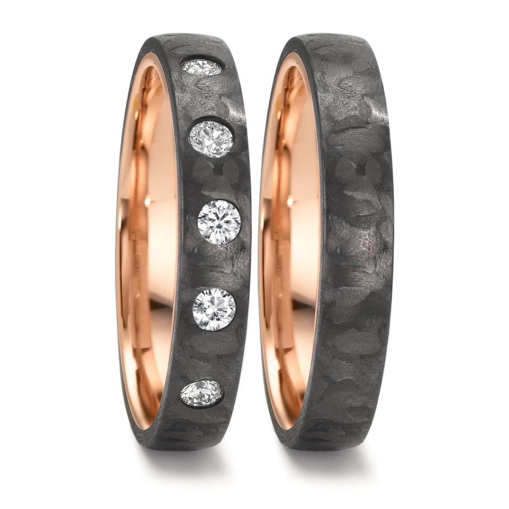 Partnerring Kol, 585/14 K rött guld diamant 0.25 ct, 5 stenar, w-si