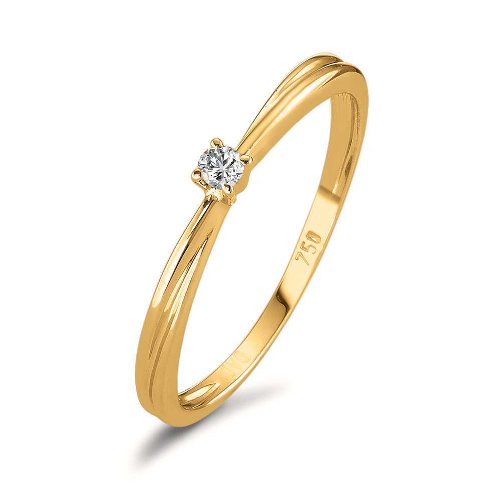 Solitärring 750/18 K gult guld diamant 0.03 ct, w-si
