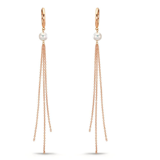 Hopfällbara örhängen 750/18 K rött guld Sötvattensodlad pärla, 2 Pärlor