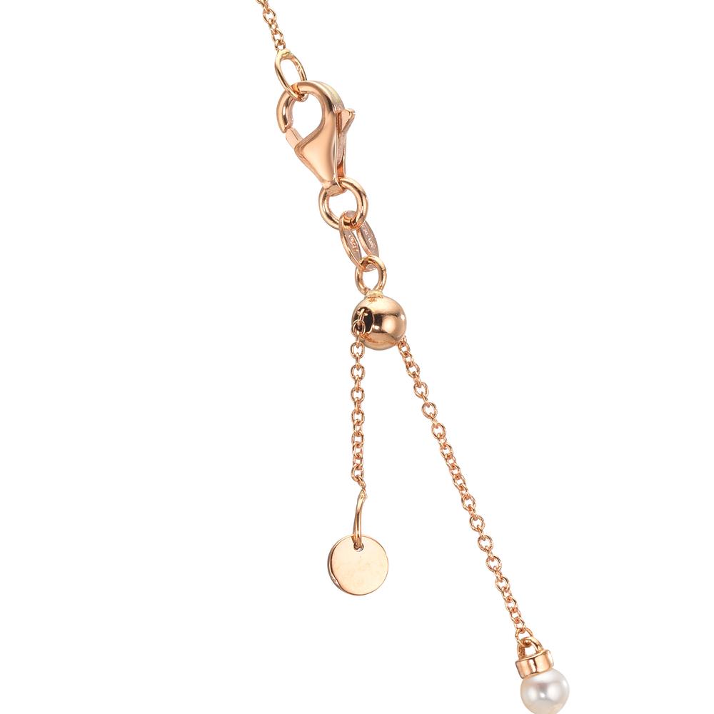 Collier 750/18 K rött guld rubin 0.62 ct Sötvattensodlad pärla, 3.5 mm Hjärta 40-44 cm