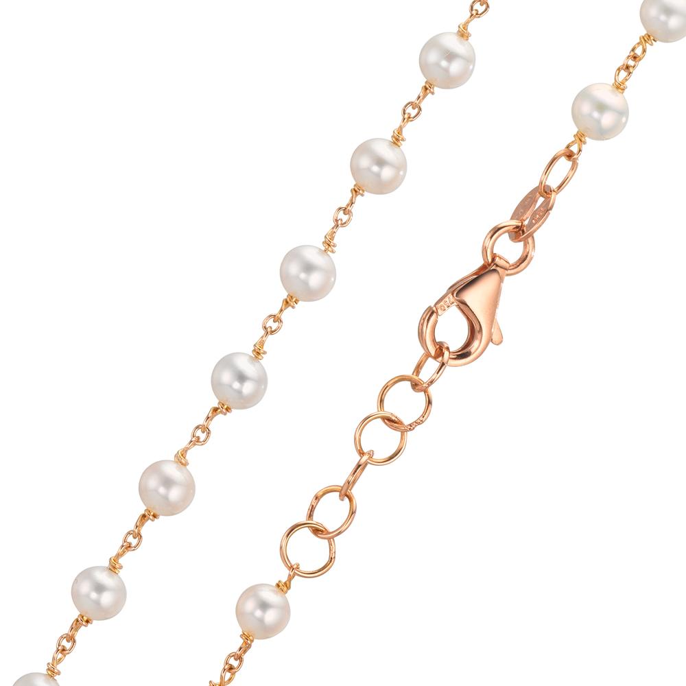 Collier 750/18 K rött guld Sötvattensodlad pärla, 50 Pärlor, 3.5 mm 41-42 cm