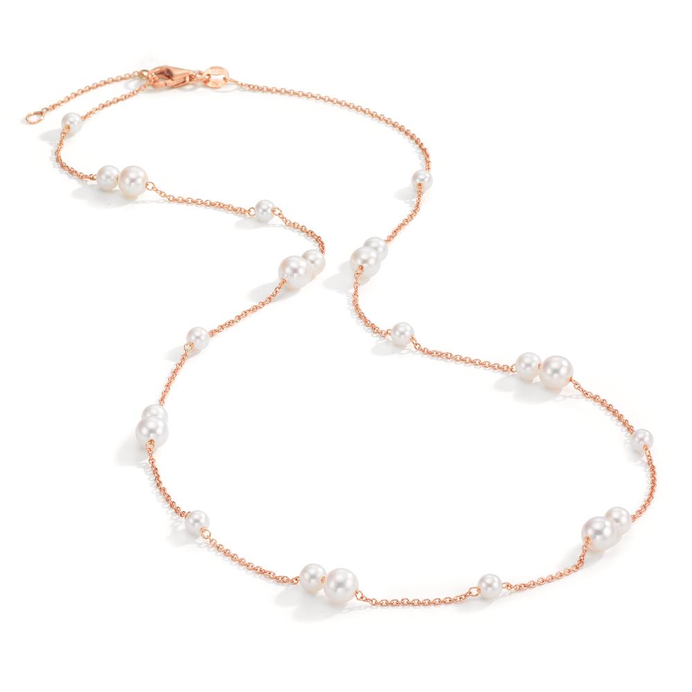 Collier 750/18 K rött guld Sötvattensodlad pärla, 23 Pärlor 3-5 mm 41.5-44 cm
