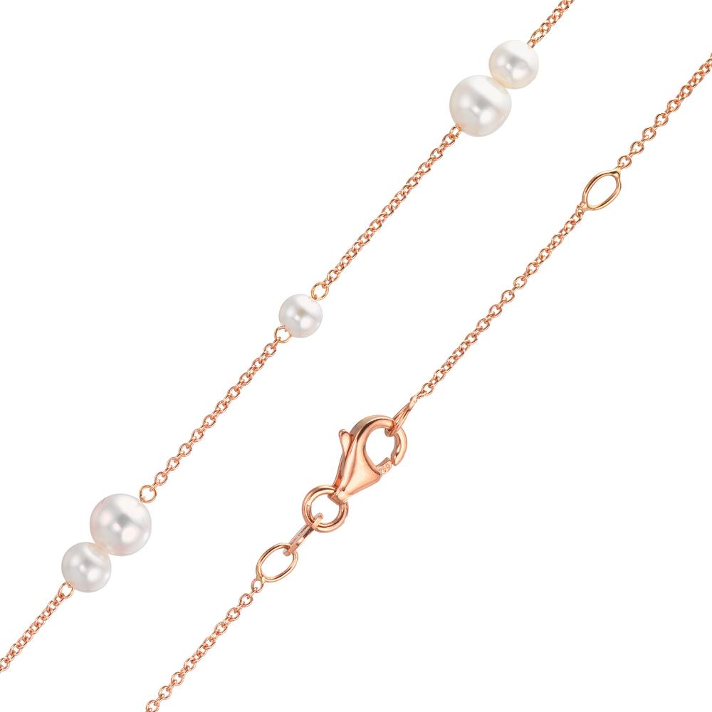 Collier 750/18 K rött guld Sötvattensodlad pärla, 23 Pärlor 3-5 mm 41.5-44 cm