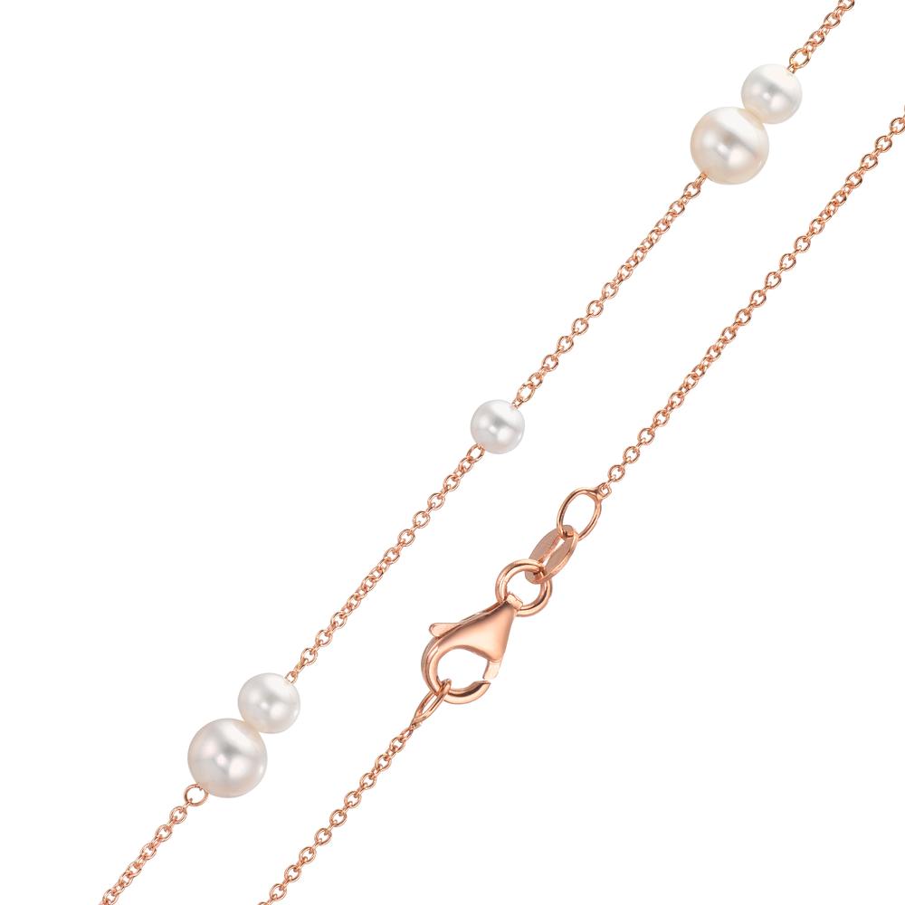 Collier 750/18 K rött guld Sötvattensodlad pärla, 52 Pärlor 3-5 mm 90 cm
