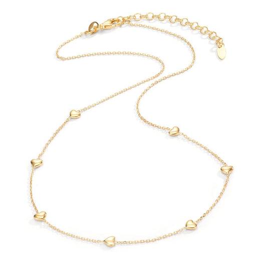 Collier Silver gul guldpläterad Hjärta 40-44 cm
