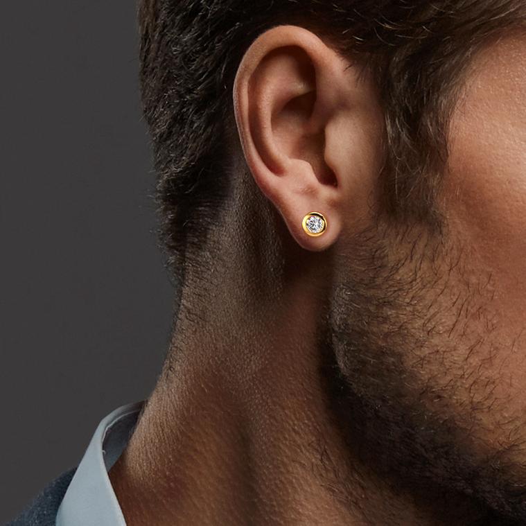 Örhängen med knoppar 375/9 K gult guld Zirkoniumoxid 2 stenar Ø5 mm