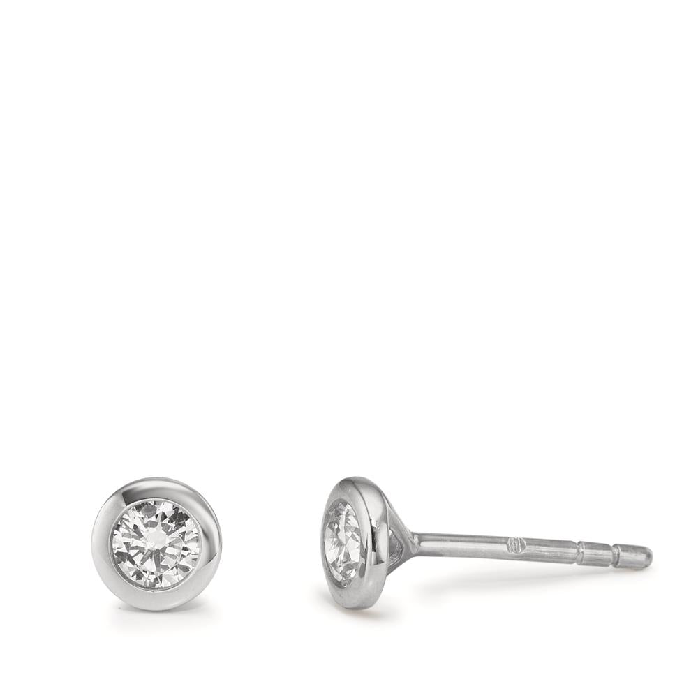 Örhängen med knoppar 375/9 K vitguld Zirkoniumoxid 2 stenar Ø5 mm