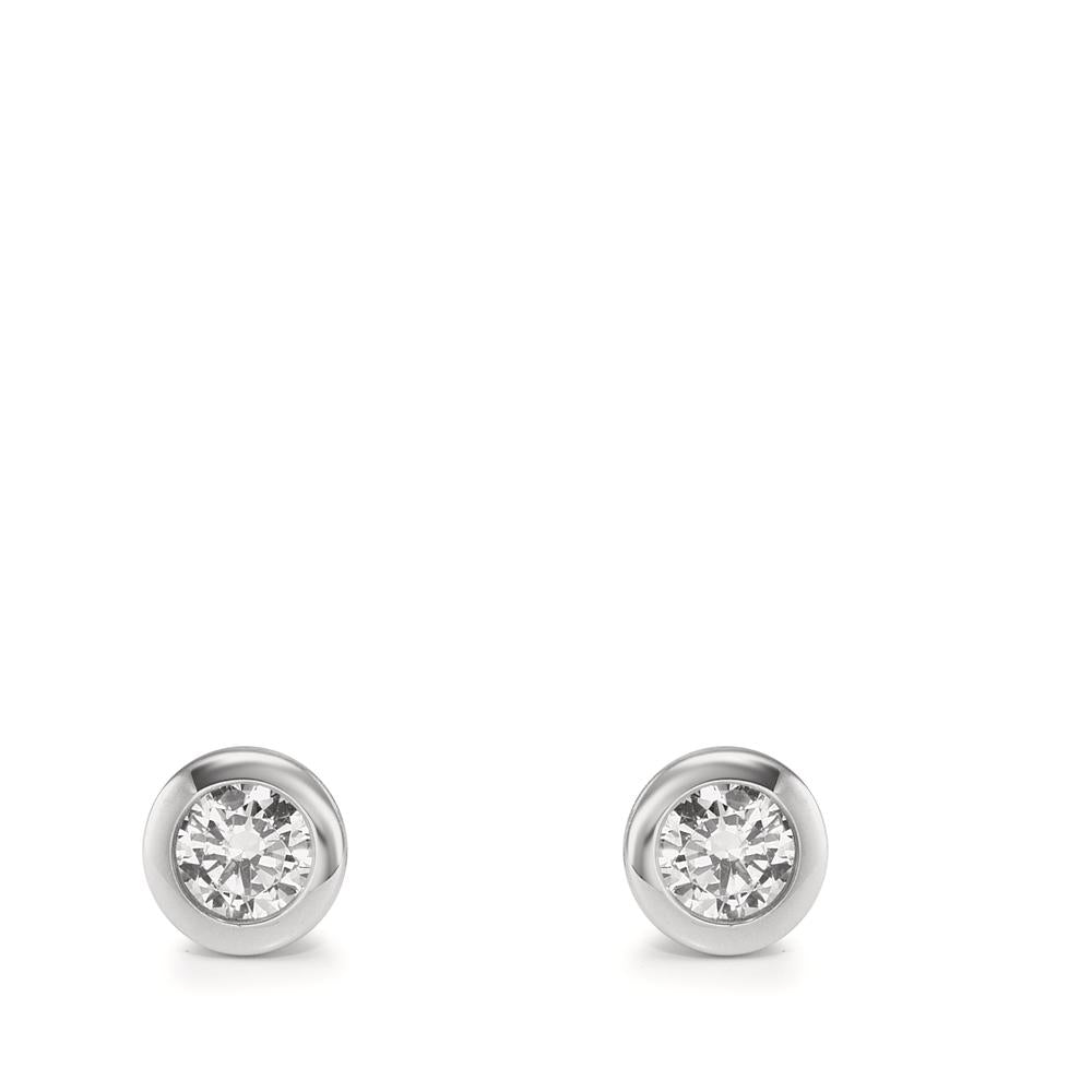 Örhängen med knoppar 375/9 K vitguld Zirkoniumoxid 2 stenar Ø5 mm