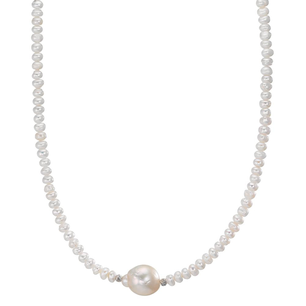 Collier rostfritt stål Sötvattensodlad pärla, 4 mm 43 cm