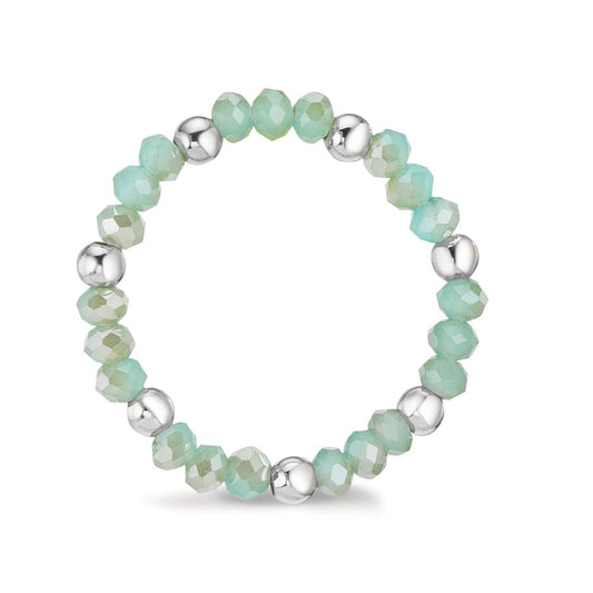 Finger ring rostfritt stål kristall turkos, 3 mm