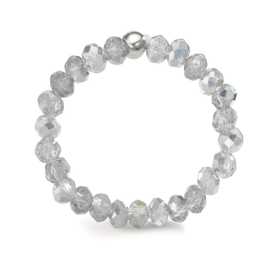 Finger ring rostfritt stål kristall silver, 3 mm