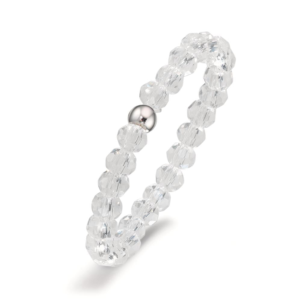Finger ring rostfritt stål kristall vit, 3 mm