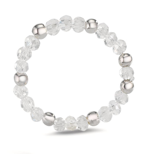 Finger ring rostfritt stål kristall vit, 3 mm