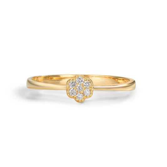 Finger ring 750/18 K gult guld diamant 0.06 ct, 7 stenar, w-si