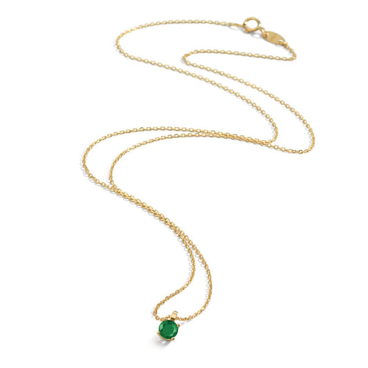 Collier 750/18 K gult guld smaragd 0.22 ct 42 cm