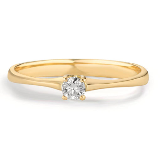 Solitärring 750/18 K gult guld diamant 0.09 ct, w-si