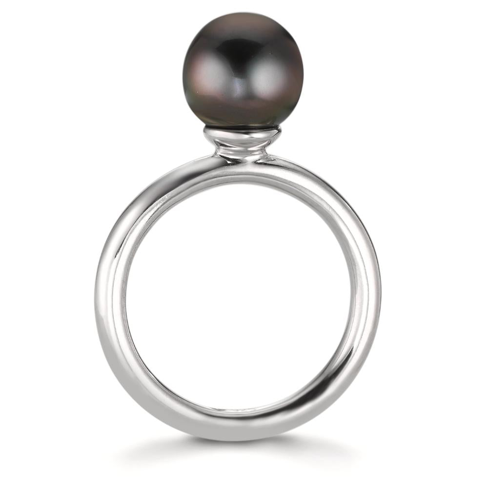 Finger ring Silver rodiumpläterad Tahitisk pärla 8-9 mm