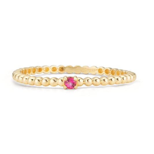 Finger ring 375/9 K gult guld topas rosa