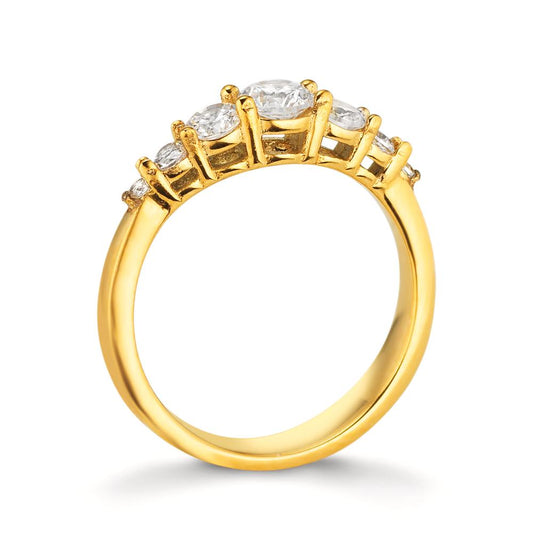Finger ring rostfritt stål Zirkoniumoxid vit, 7 stenar gul IP-belagd