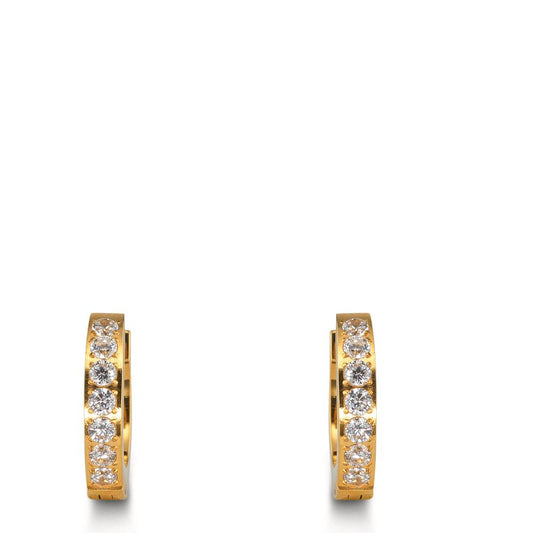 Hopfällbara örhängen rostfritt stål Zirkoniumoxid vit, 14 stenar gul IP-belagd