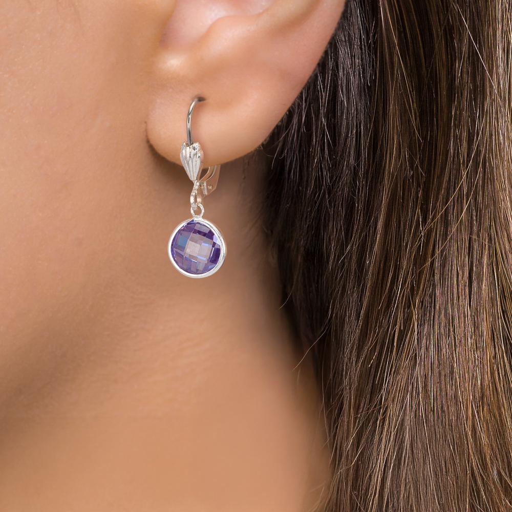 Örhängen antiallergisk Zirkoniumoxid violett, 2 stenar, 8 mm