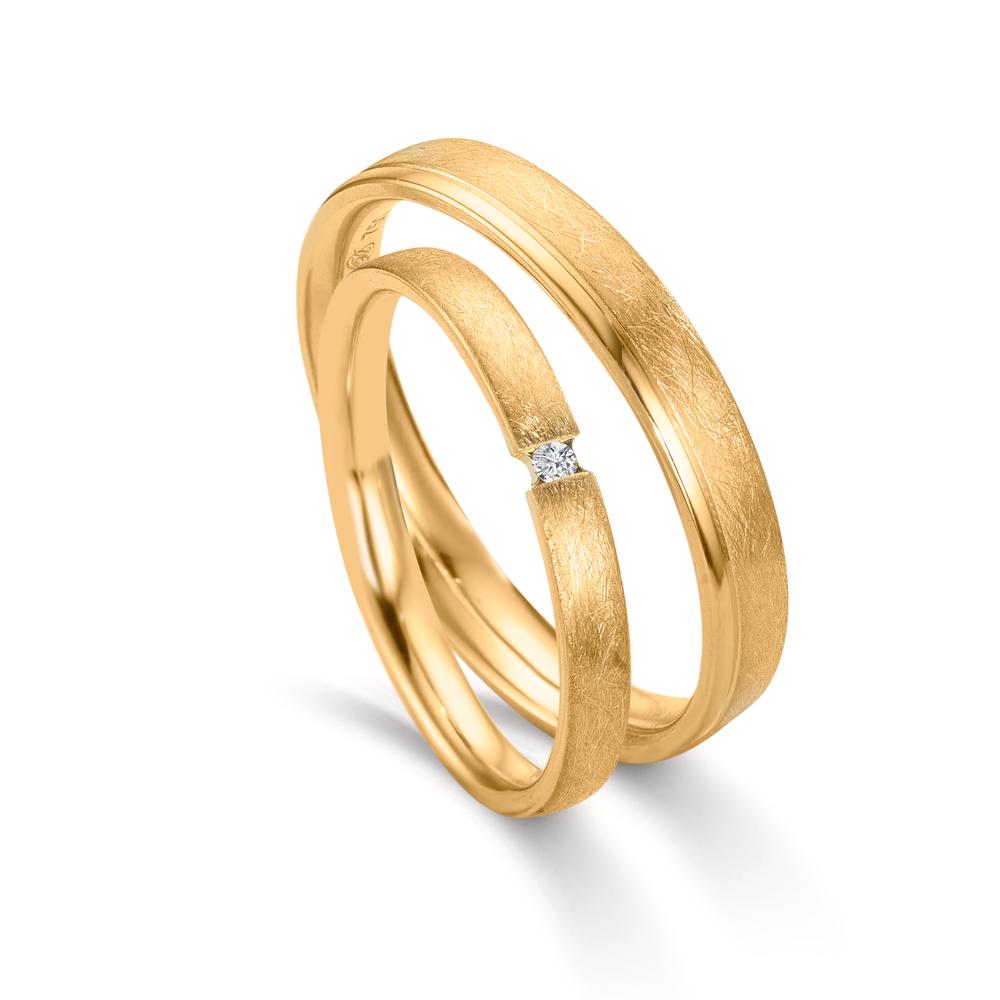 Partnerring 750/18 K gult guld diamant 0.015 ct, w-si