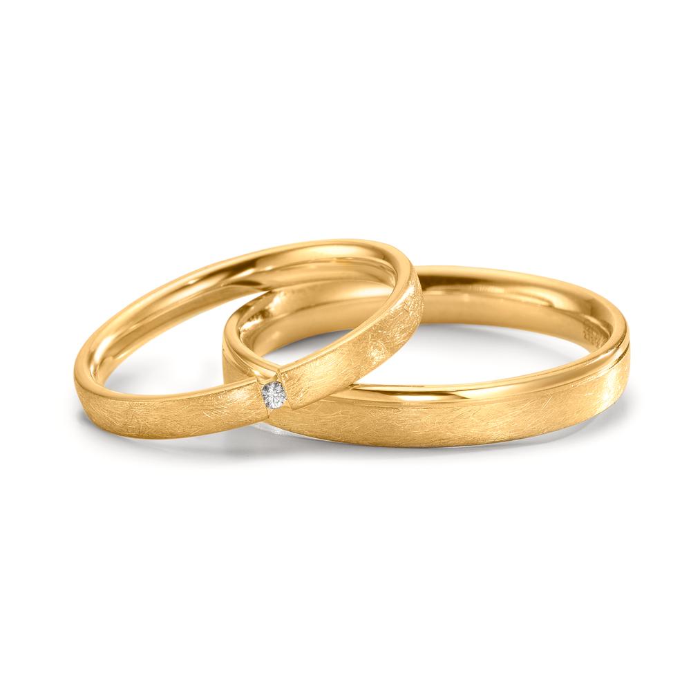 Partnerring 750/18 K gult guld diamant 0.015 ct, w-si
