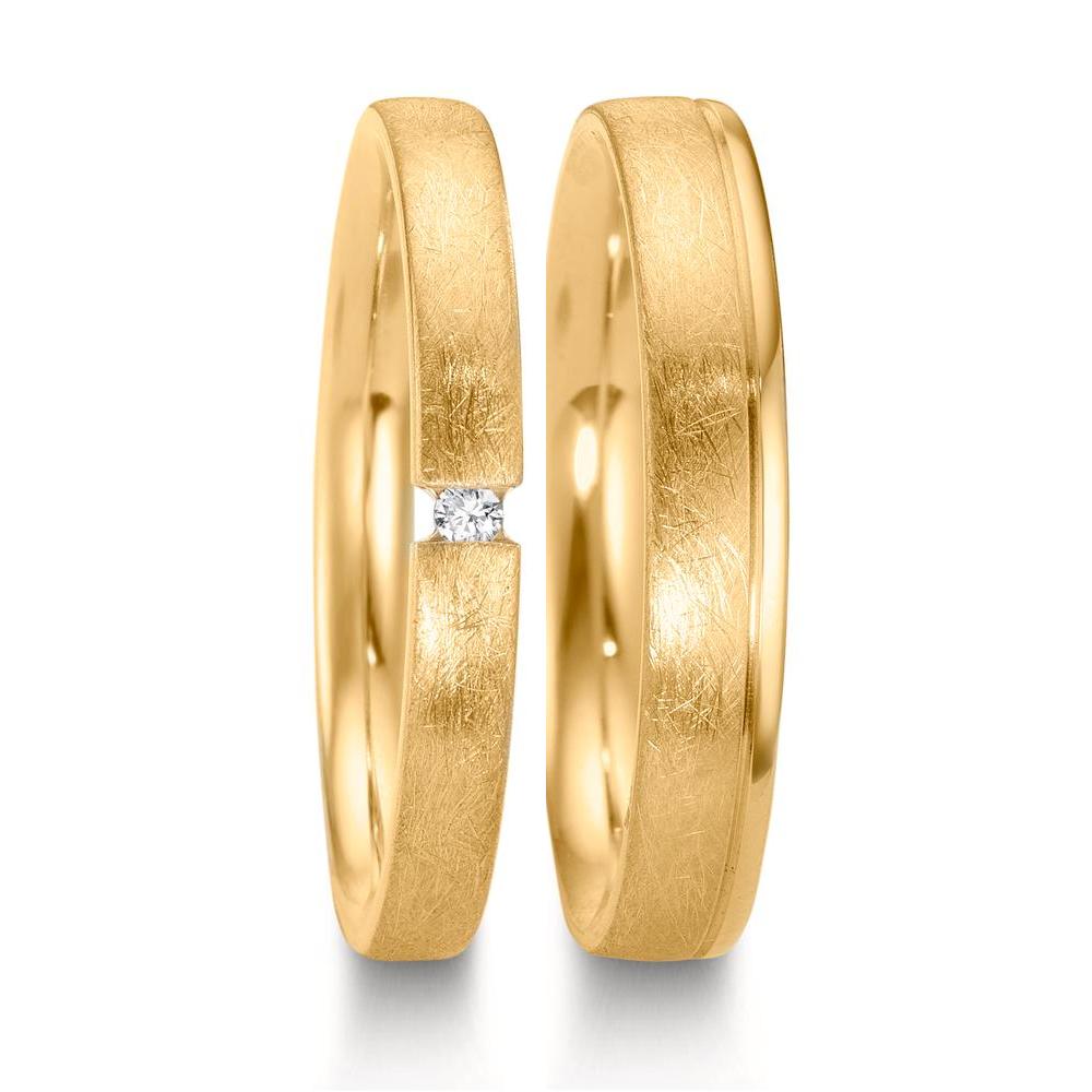 Partnerring 750/18 K gult guld diamant 0.015 ct, w-si