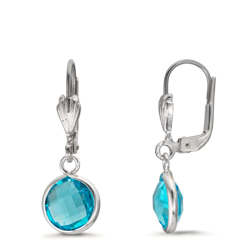 Örhängen antiallergisk Zirkoniumoxid aqua, 2 stenar, 8 mm