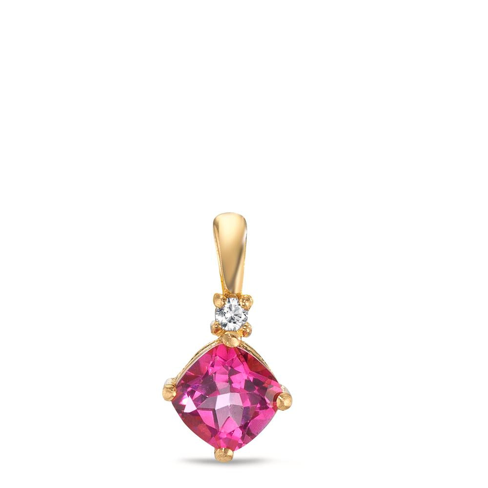 Hängsmycke 750/18 K gult guld topas rosa, topas vit Ø6.5 mm
