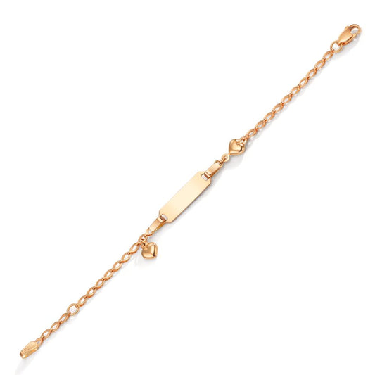 Graverat armband 750/18 K rött guld Hjärta 12-14 cm