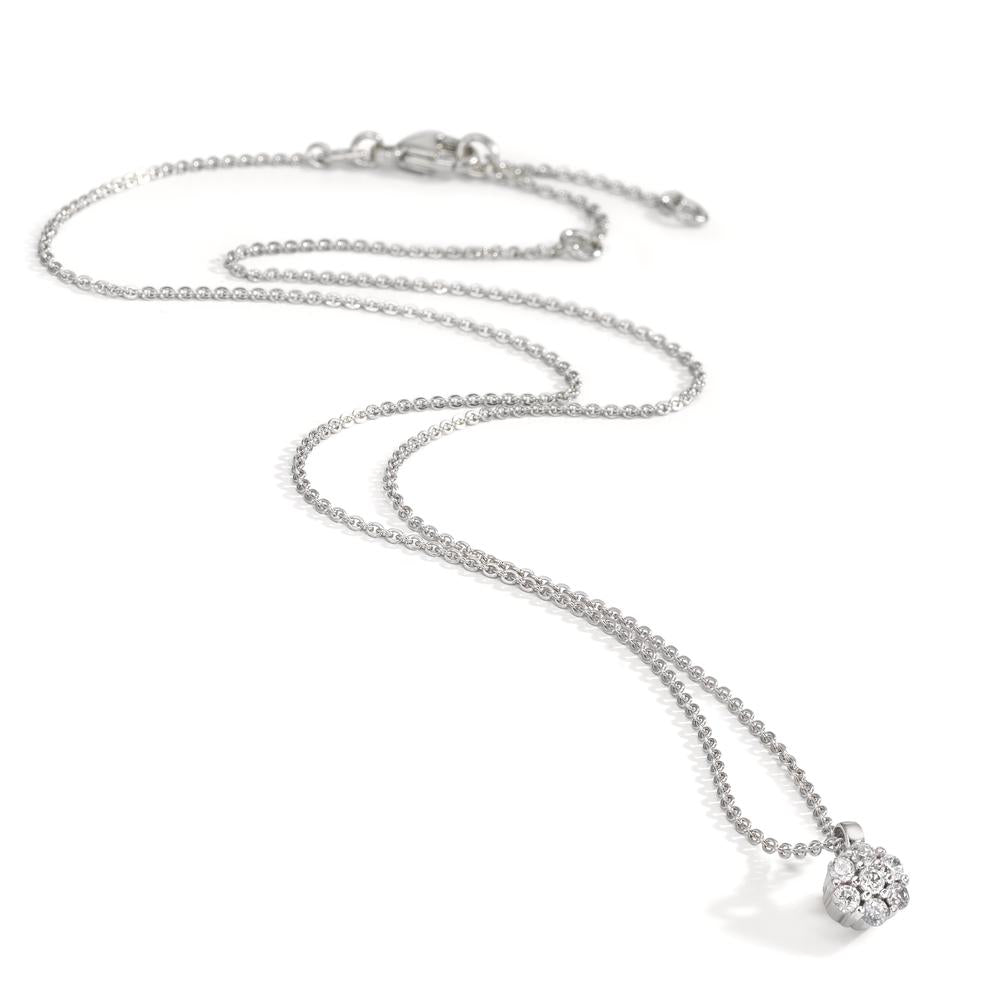 Collier Silver Zirkoniumoxid 7 stenar rodiumpläterad blomma 38 cm
