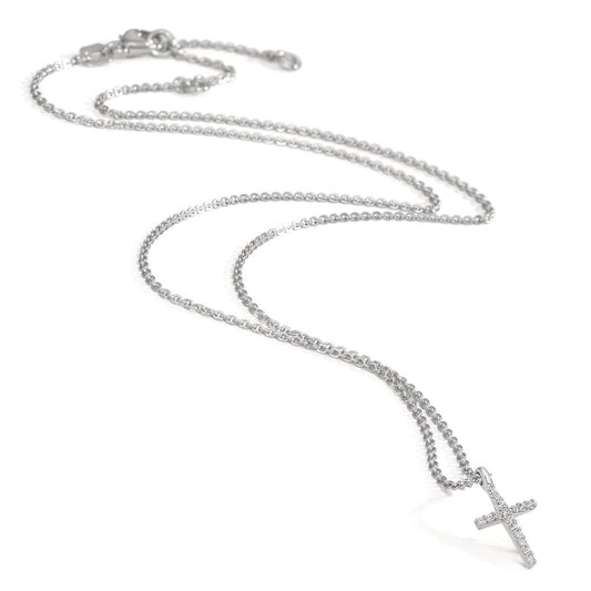 Collier Silver Zirkoniumoxid 16 stenar rodiumpläterad Korsa 38-42 cm