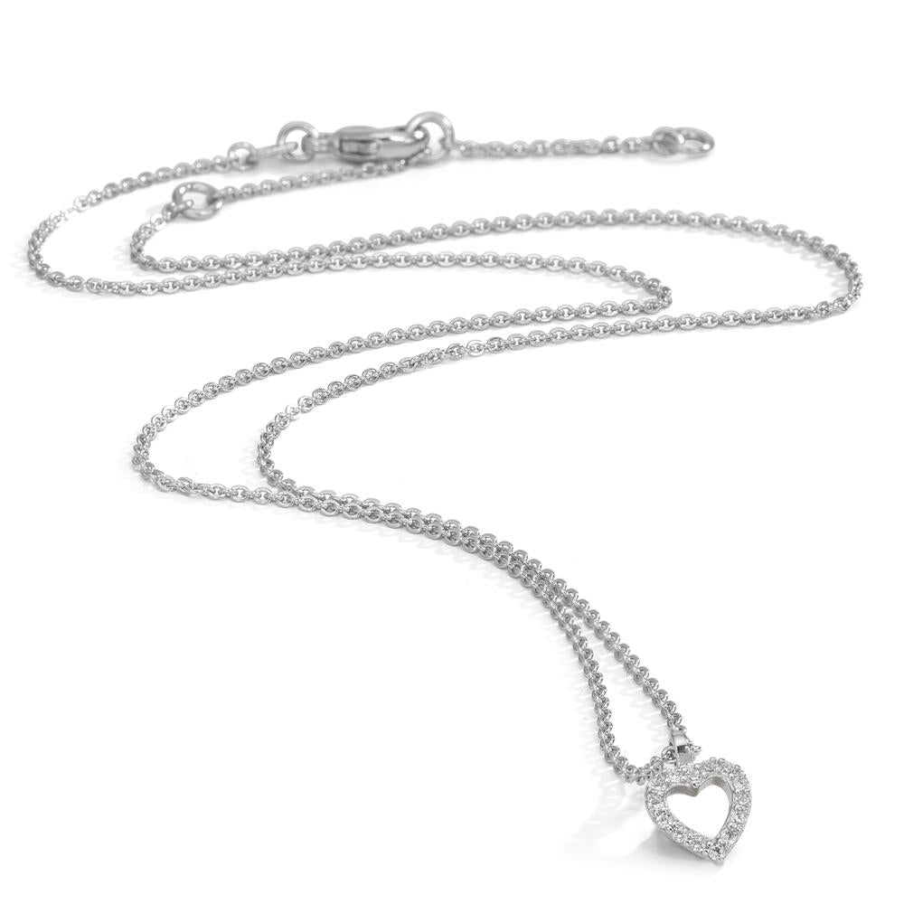 Collier Silver Zirkoniumoxid 16 stenar rodiumpläterad Hjärta 38-42 cm