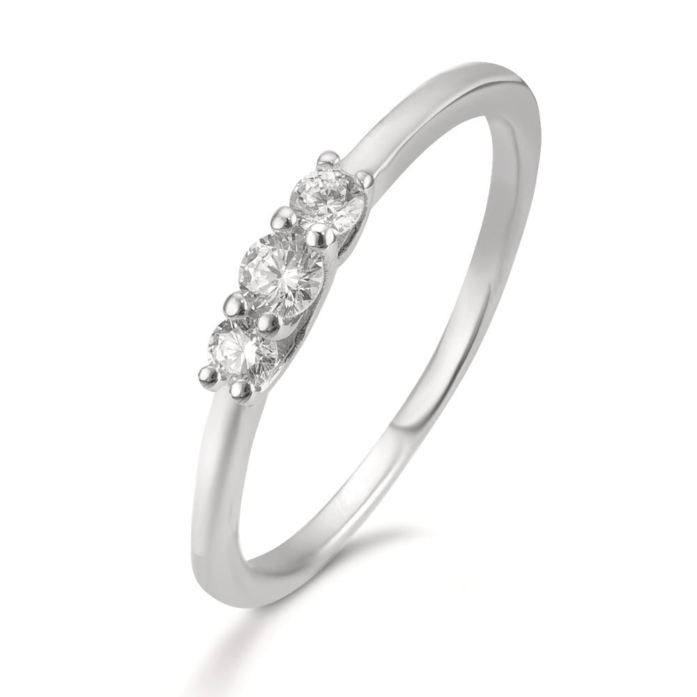 Finger ring Silver Zirkoniumoxid 3 stenar rodiumpläterad