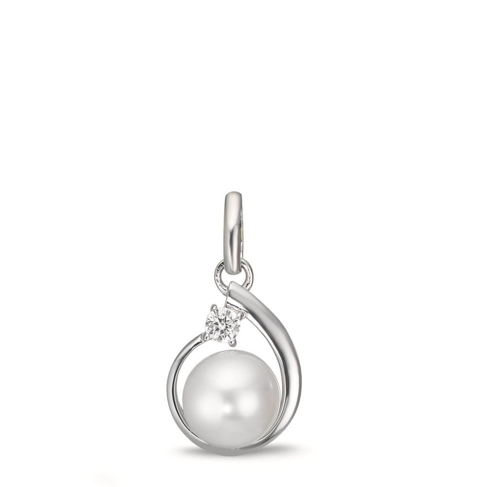 Hängsmycke Silver Zirkoniumoxid rodiumpläterad Sötvattensodlad pärla, 6 mm