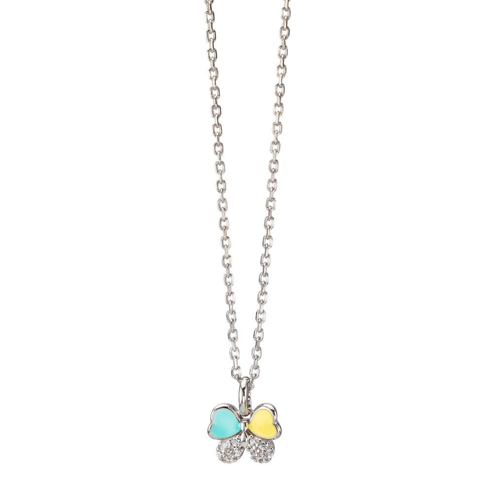 Halsband med hänge Silver Zirkoniumoxid 10 stenar rodiumpläterad fjäril 36-38 cm