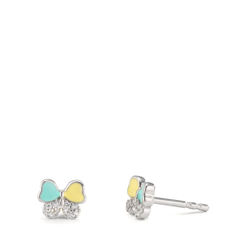 Örhängen med knoppar Silver Zirkoniumoxid 20 stenar rodiumpläterad fjäril Ø6 mm
