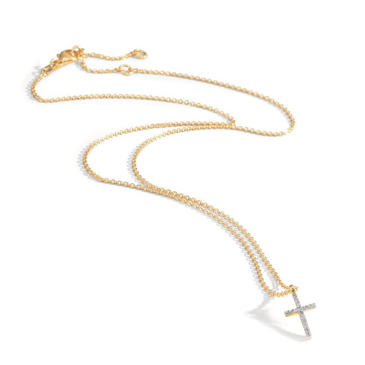 Collier 375/9 K gult guld Zirkoniumoxid 16 stenar Korsa 38-42 cm