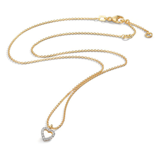 Collier 375/9 K gult guld Zirkoniumoxid Hjärta 38-42 cm