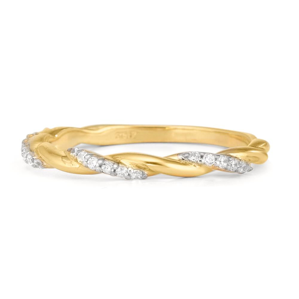 Finger ring 375/9 K gult guld Zirkoniumoxid 18 stenar