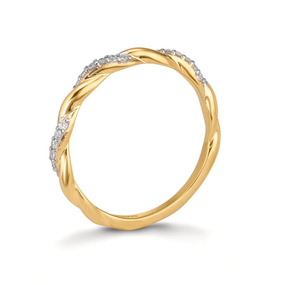 Finger ring 375/9 K gult guld Zirkoniumoxid 18 stenar